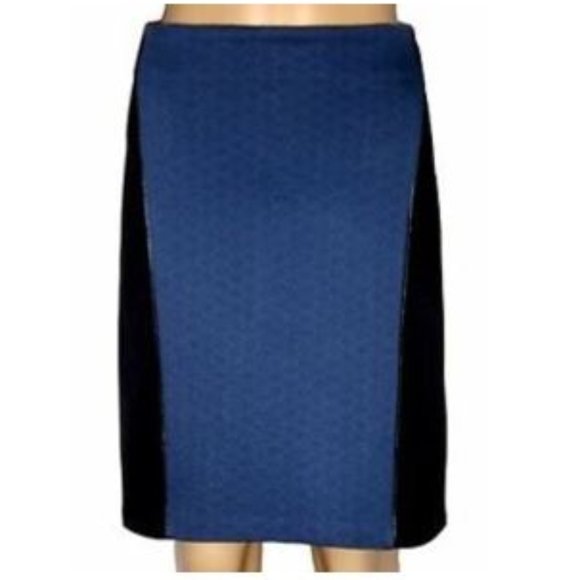 Career Color-Block Pencil Skirt Laundry by Shelli Segal Blue and Black Size 4 - Picture 1 of 12